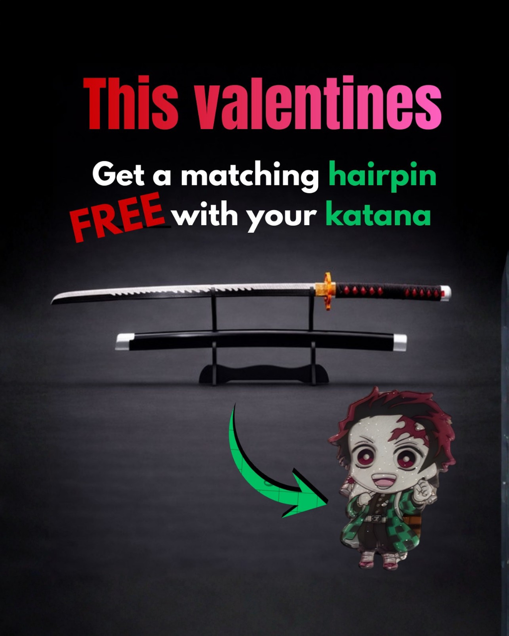 Tanjiro Kamado New Nichirin Wooden Katana (104cm) – Demon Slayer Sword Replica