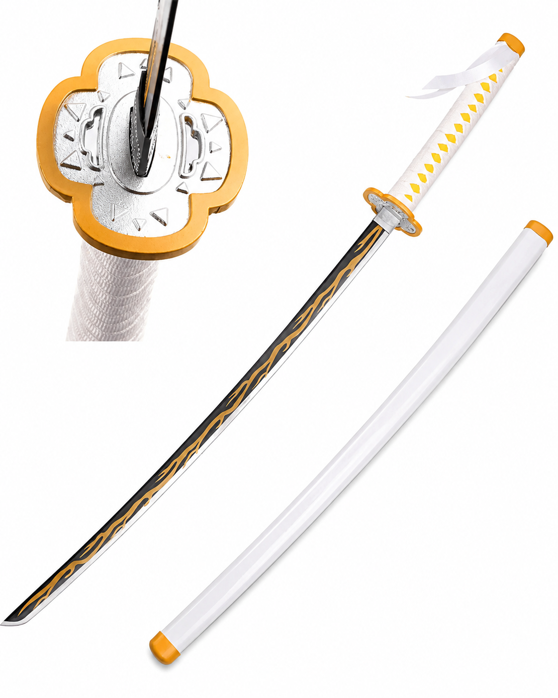 Zenitsu Agatsuma Wooden Katana 104cm – Demon Slayer Anime Sword Replica