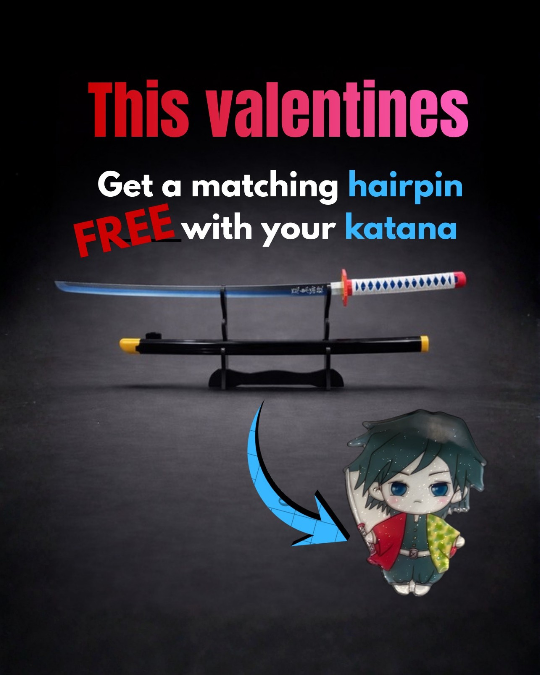 Giyu Tomioka Wooden Katana 104cm | Demon Slayer Water Hashira Sword Replica