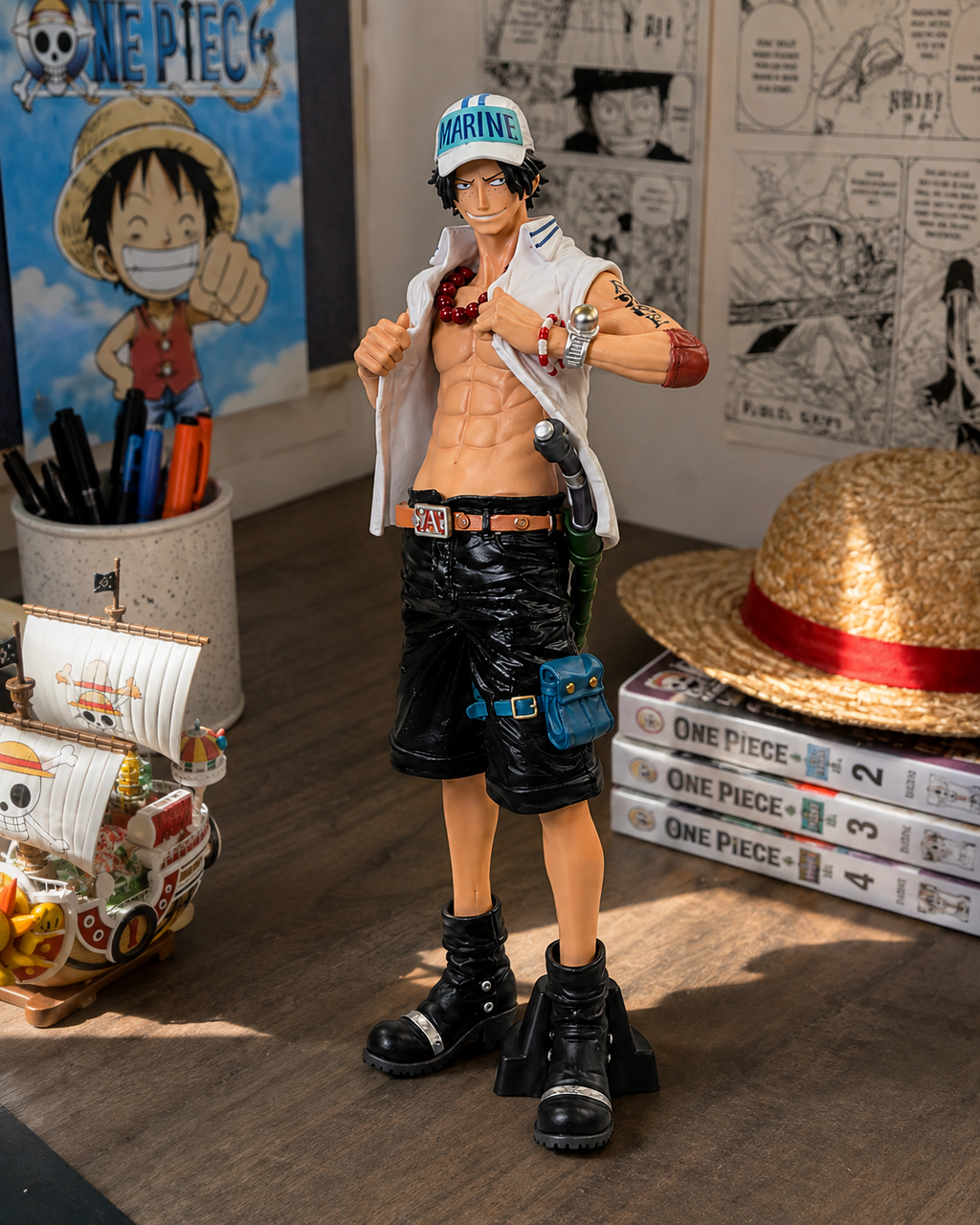 One Piece Portgas D. Ace Figure 26cm | Ace Anime Figurine Statue | One Piece Collectible Display Model