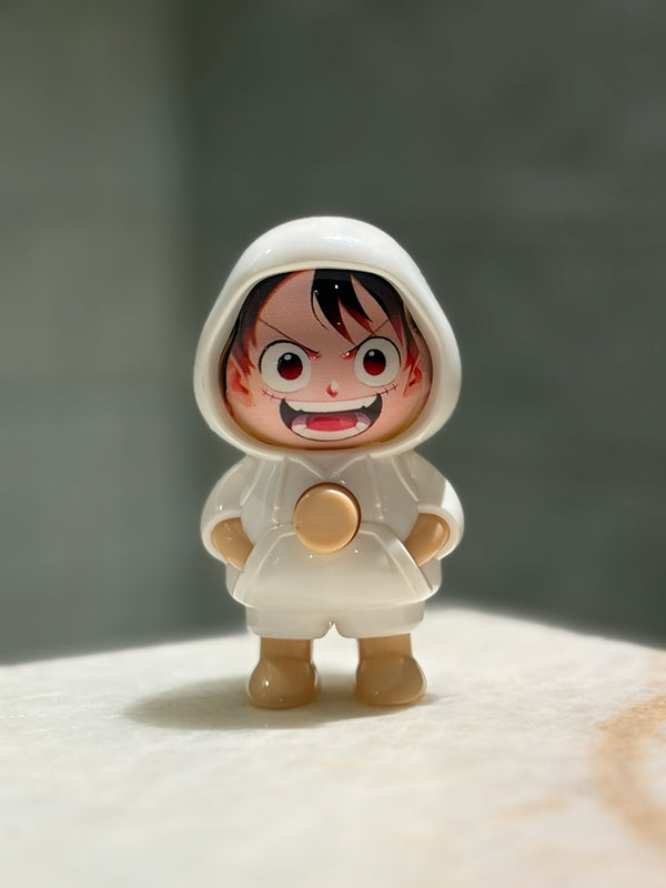 White Luffy Multi-Face Turning Keychain | One Piece Anime Rotating Face Collectible