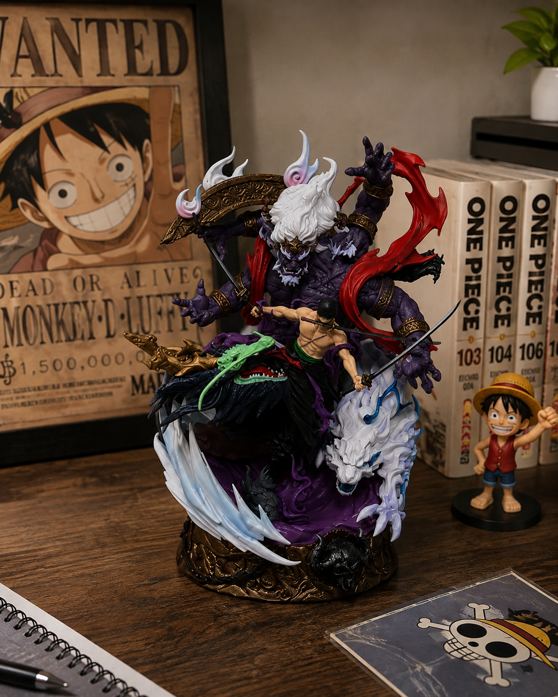 One Piece Zoro vs King Figure 21.5cm | Premium Roronoa Zoro Battle Statue | One Piece Collectible Anime Display