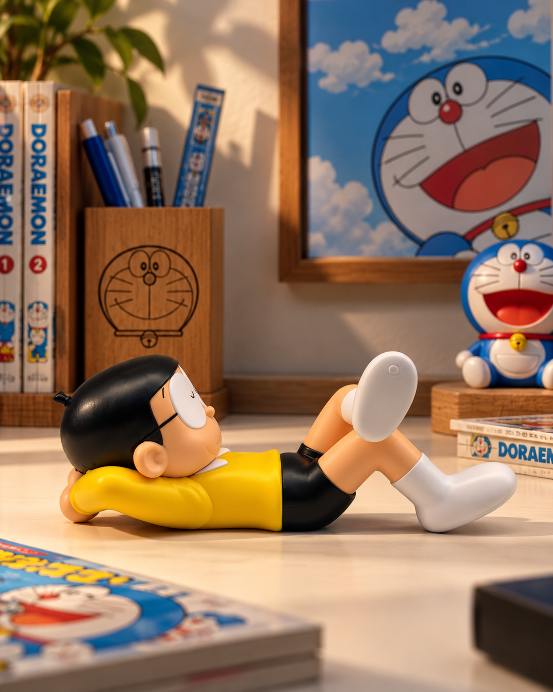 Nobita Nobi Sleeping Figure 16.5cm | Doraemon Anime PVC Collectible Statue | Cute Desk Decor for Anime Fans