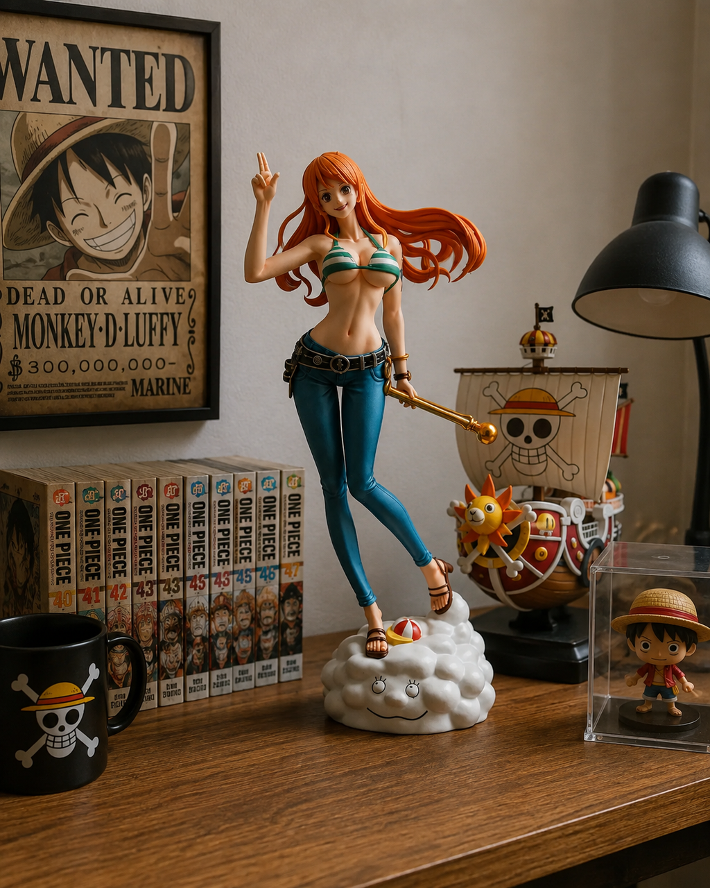 One Piece Nami Figure 25cm | Premium Nami Anime Figurine Statue with Cloud Base | One Piece Collectible Display Model