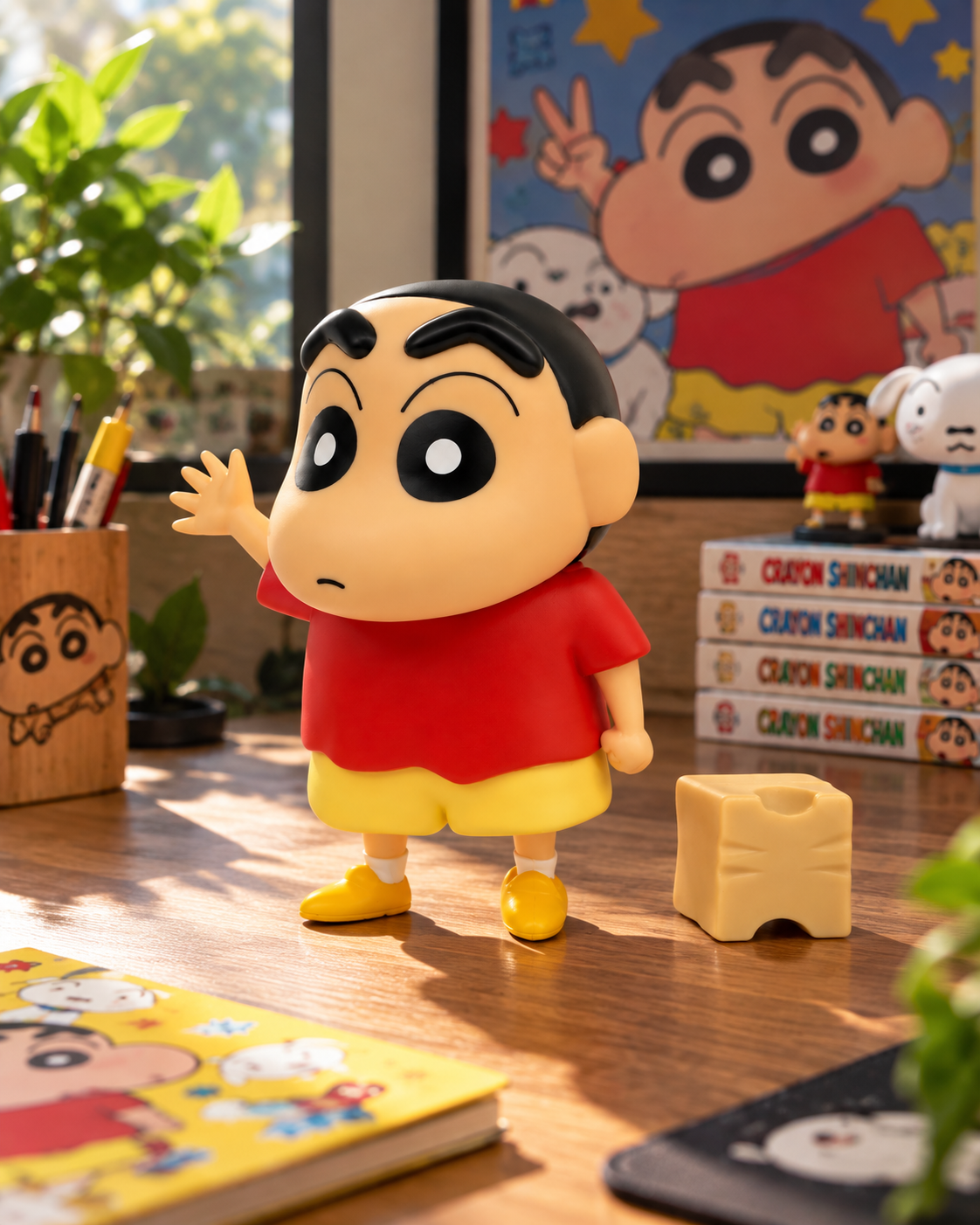 Shinchan Figure 18cm | Crayon Shin-chan Premium PVC Anime Collectible Statue | Cute Desk Decor