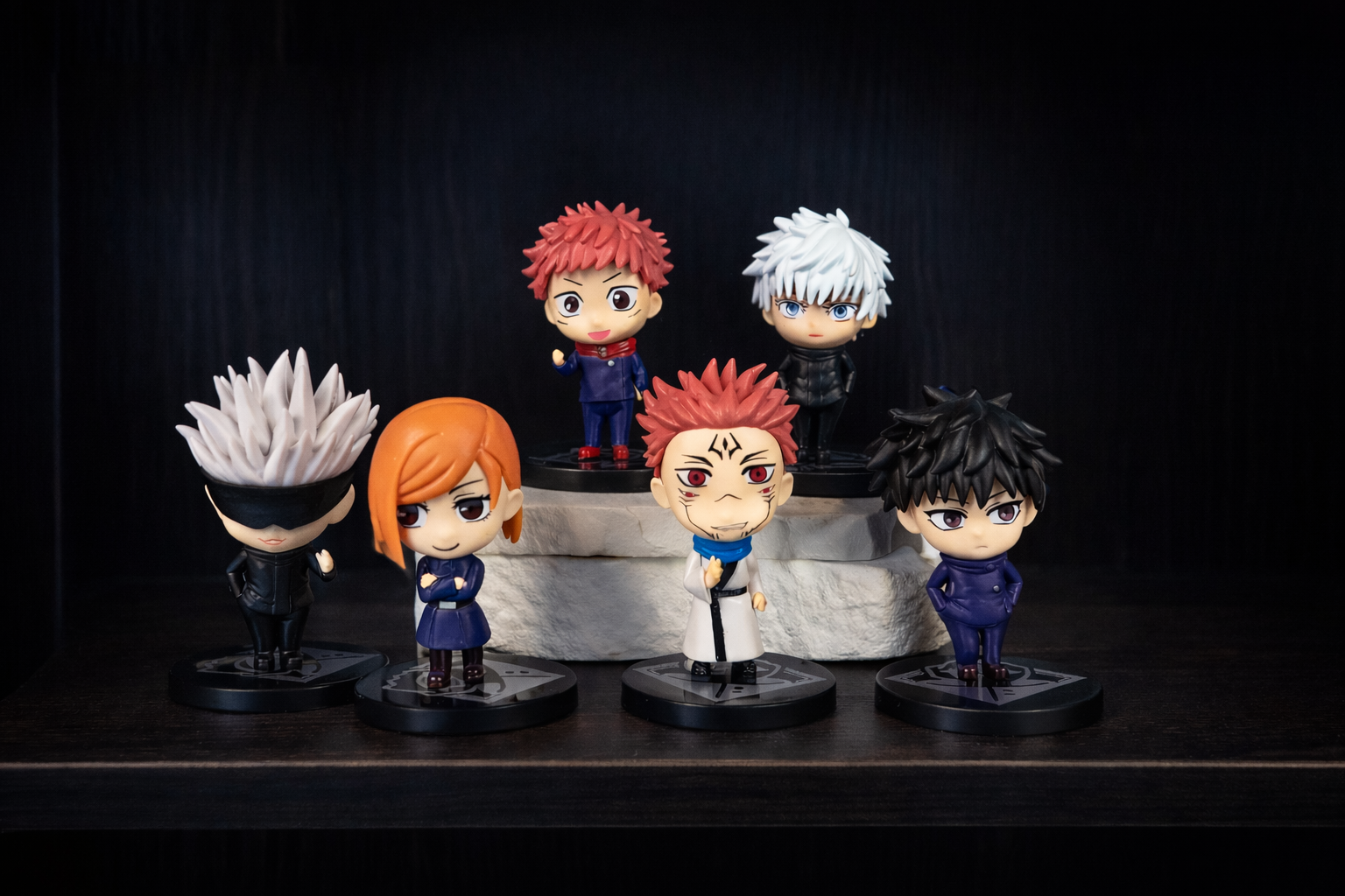 Jujutsu Kaisen Chibi Figurine Set (6 Pcs) – Gojo, Yuji Itadori, Sukuna, Megumi & Nobara Anime Collectible Figuresanime figure collectible by  Anichiba