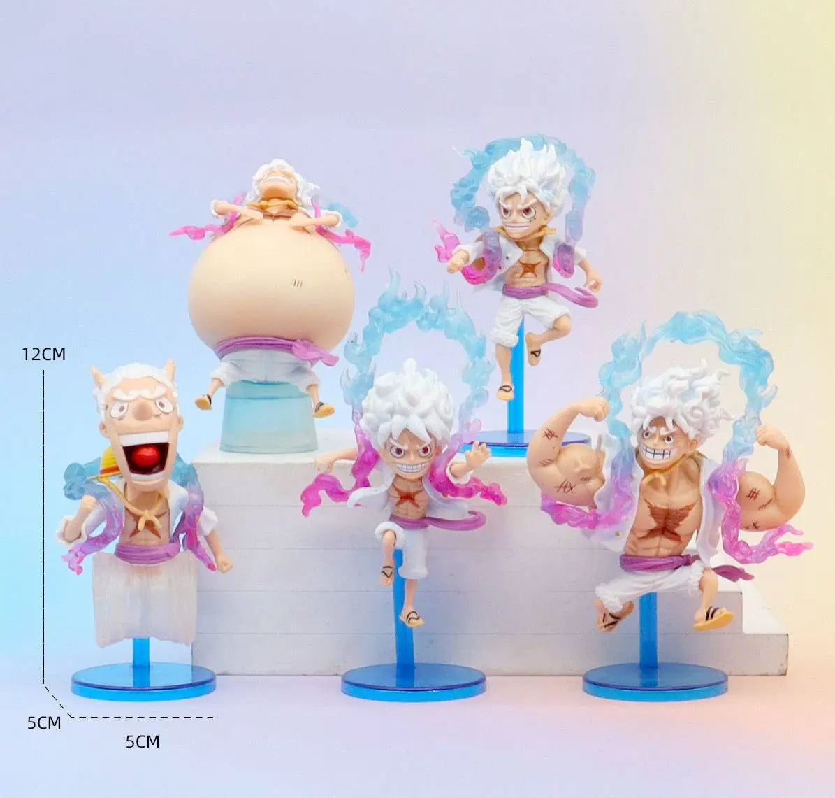 Monkey D. Luffy Gear 5 Mini Figure Set (5 Pcs) – One Piece Anime Collectible Figures | 12cm