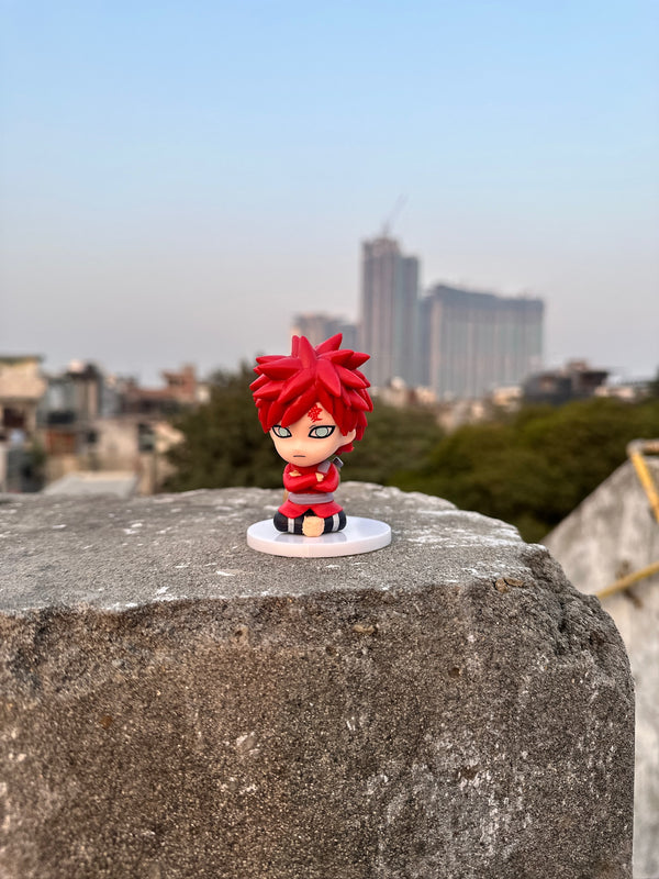 Red Sand Shinobi (Gaara)Chibi Figurine – Mini Anime Collectible (Sitting Pose)