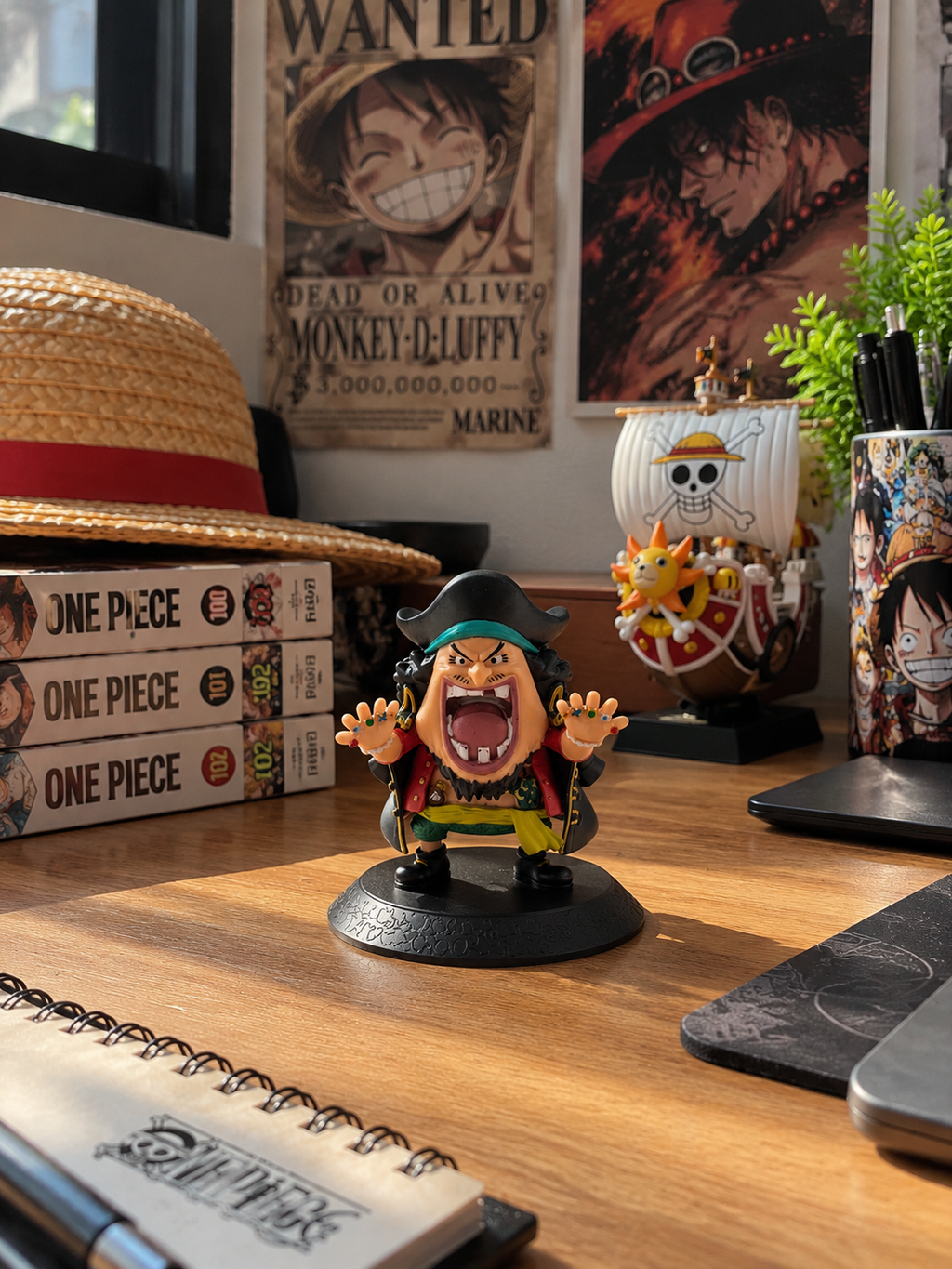 Blackbeard Chibi Figure (9cm) – One Piece Anime Mini Collectible PVC Statue