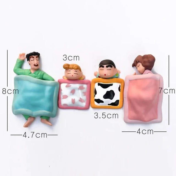 Shinchan Sleeping Family Mini Figure Set | Cute Anime Collectible (6–8cm)