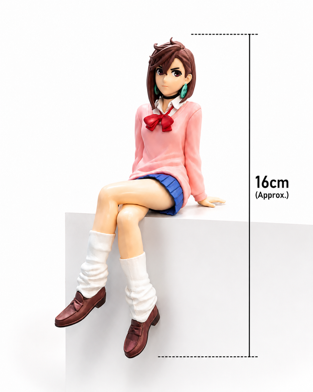Dandadan Momo Ayase Figure 16cm | Premium Anime Collectible PVC Statue | Cute Sitting Display Figure