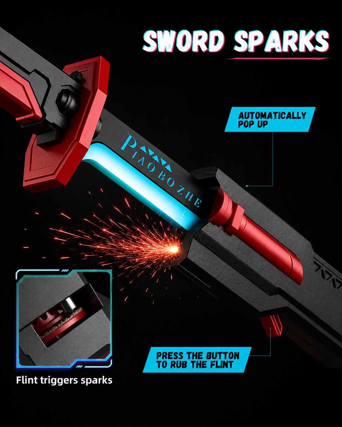 Sparkling LED Katana Sword with Auto Pop-Up Scabbard | Rechargeable Anime Katana Prop with Sparks Effect | Premium Cosplay Sword | Anichibaanime figure collectible by  Anichiba