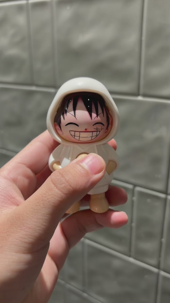 White Luffy Multi-Face Turning Keychain | One Piece Anime Rotating Face Collectible