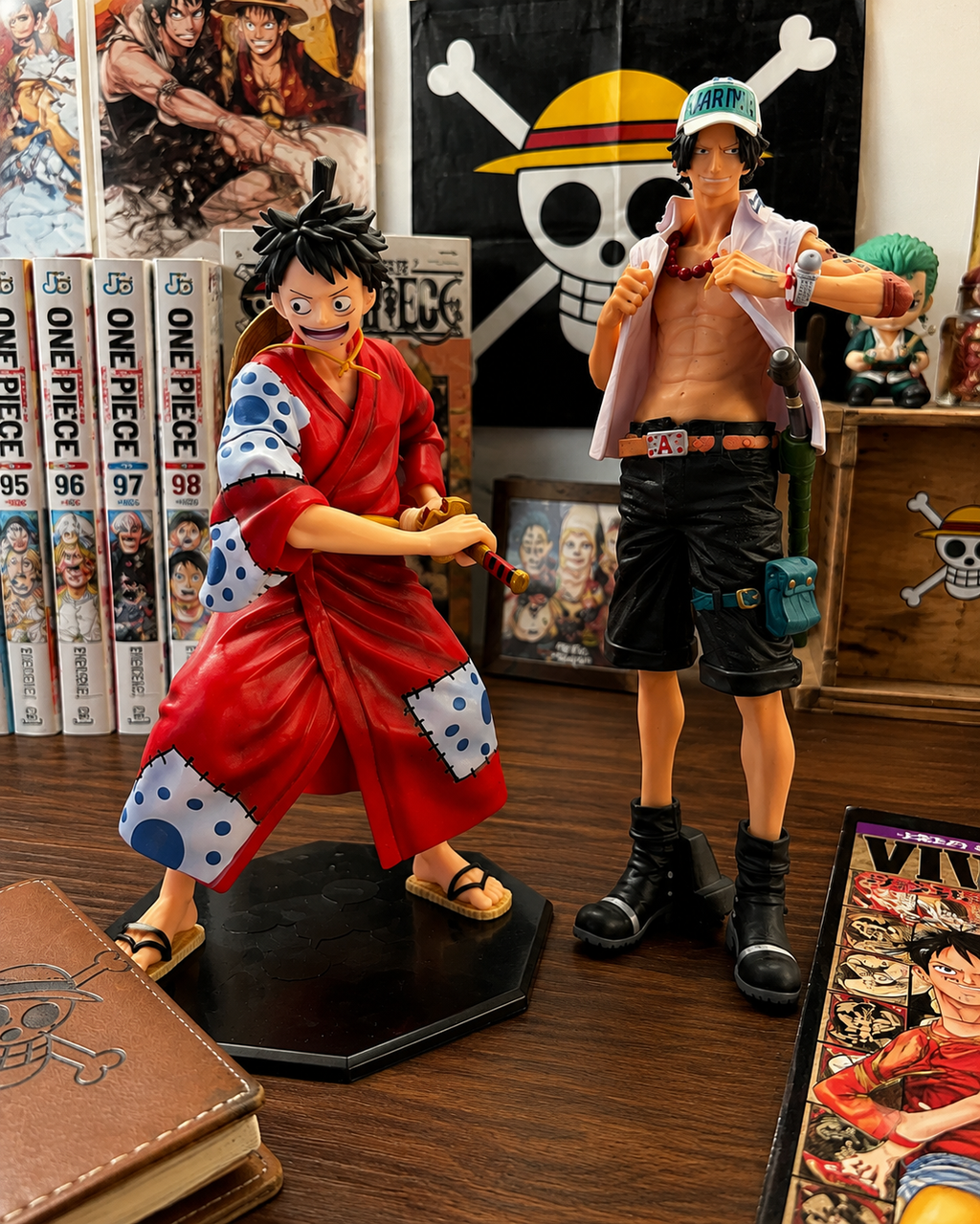 One Piece Brother's Legacy Figure Combo – Monkey D. Luffy (Wano) 25cm & Portgas D. Ace 26cm | Premium PVC Anime Collectible Set