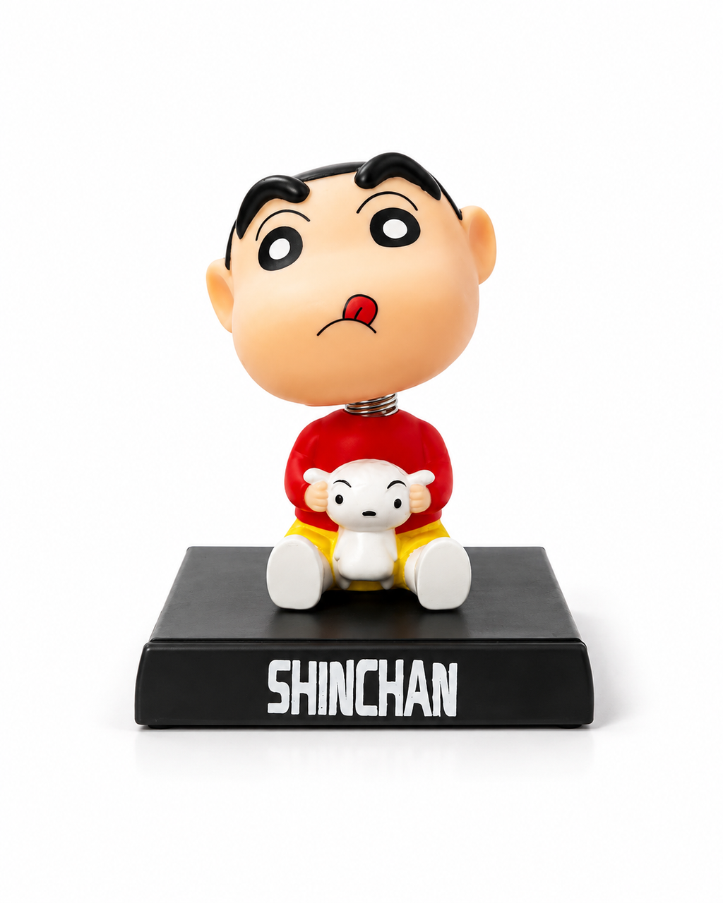 Shinchan Bobblehead Figurine with Shiro | Cute Anime Dashboard & Desk Decor | Premium Collectible
