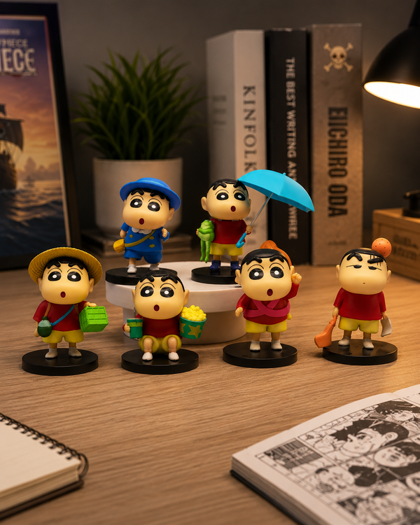 Shinchan Mini Figure Set of 6 – Cute Crayon Shinchan Collectible Desk Decor Anime Figurines Pack | Anichiba