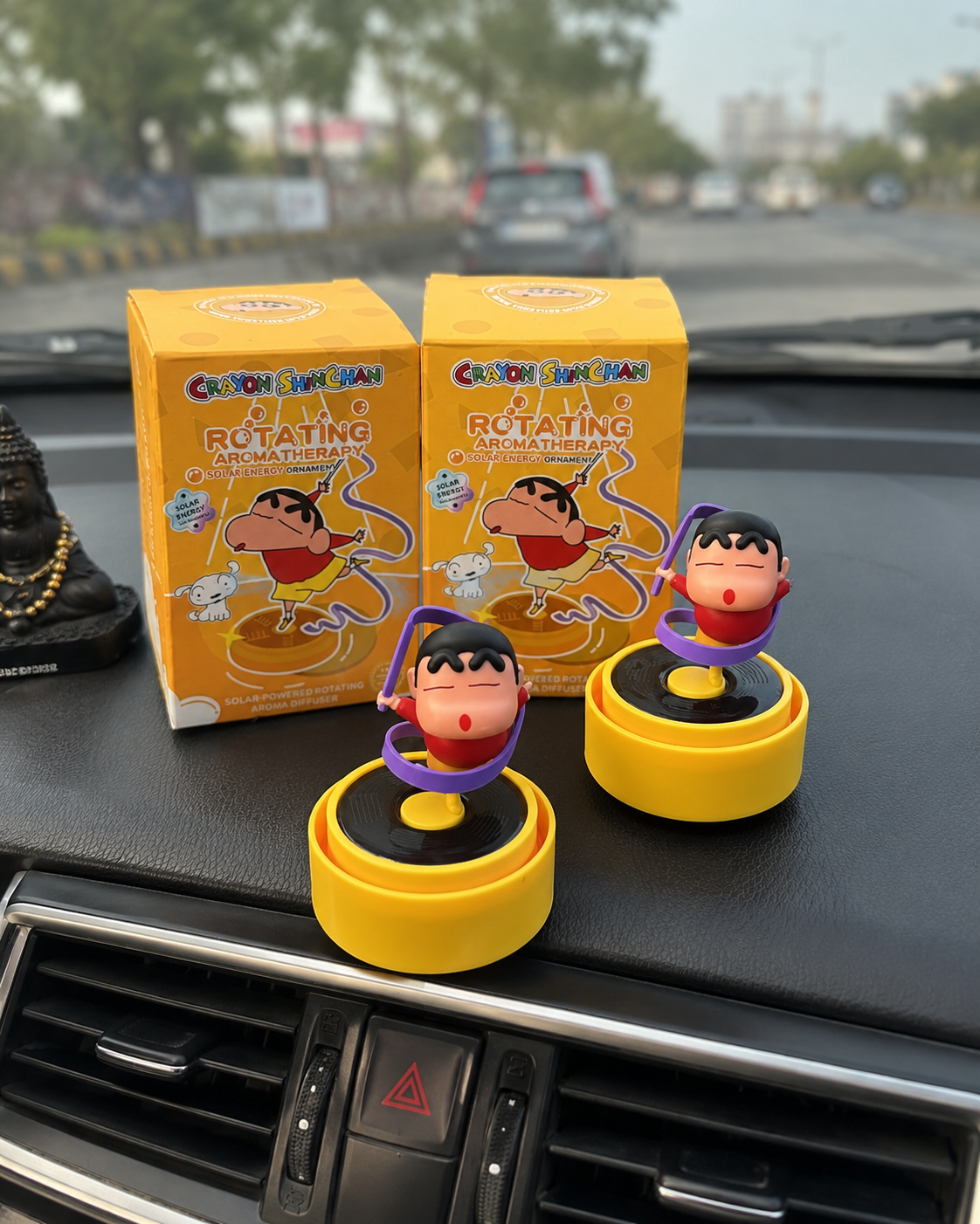 Shinchan Solar Powered Rotating Car Aroma Diffuser – Anime Car Dashboard Perfume with 3 Fragrances & Box Packing | Anichibaanime figure collectible by  Anichiba