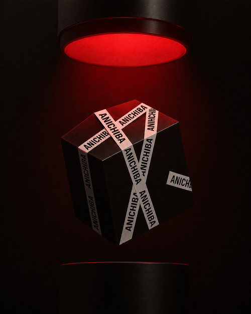 Black box with 'Anichiba' branding under a red light on a dark background